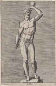 Apollo, standbeeld van de naakte god met een kroon en een...