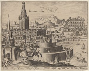 Babylonis Muri (De Muren van Babylon) door Philip Galle, after Maerten van Heemskerck