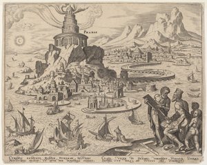 Vuurtoren van Alexandrië door Philip Galle, after Maerten van Heemskerck