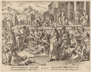 Sint Petrus geneest de zieken met zijn schaduw