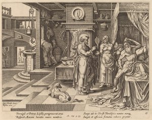 De Genezing van Eneas door Sint Pieter door Philip Galle after Maerten van Heemskerck