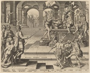 De Slachting van de Priesters van Samaria door Philip Galle, after Maerten van Heemskerck