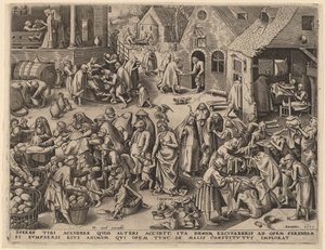 Liefdadigheid door Philip Galle after Pieter Bruegel the Elder