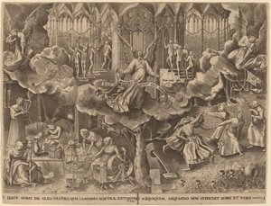 De Parabel van de Wijze en Dwaze Maagden door Philip Galle after Pieter Bruegel the Elder