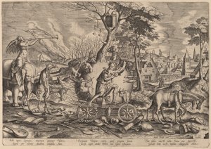 De Triomf van de Tijd door Philip Galle after Pieter Bruegel the Elder