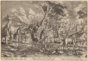 De Triomf van de Tijd door Philip Galle after Pieter Bruegel the Elder