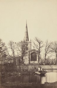Kerk vanaf een rivieroever,jaren 1850 (foto) door Philip Henry Delamotte