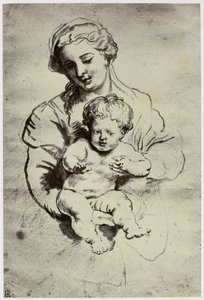 Rubens, zijn vrouw en kind door Philip Henry Delamotte