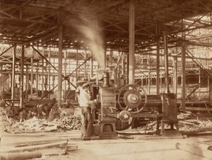 Stoommachine bij het Grand Transept, Crystal Palace,1851 (foto) door Philip Henry Delamotte