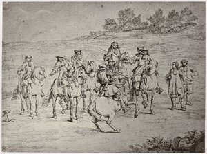 Van der Meulin [?], Louis XIV. en de kunstenaar door Philip Henry Delamotte