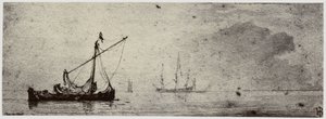 Van der Velde, Een schuit door Philip Henry Delamotte