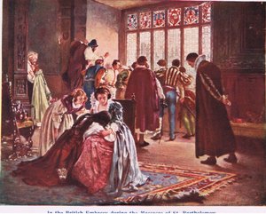 De Britse Ambassade op de dag van de Bartholomeusnacht door Philip Hermogenes Calderon