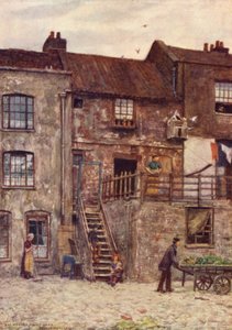 Oude huizen, binnenplaats van White Hart Inn, Southwark, 1884 door Philip Norman