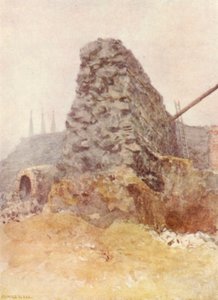 Restanten van Romeinse muur, Newgate, 1903
