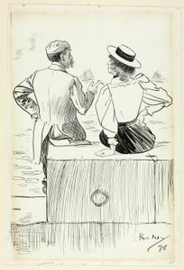 Man en Vrouw Zittend op de Kade door Philip William May