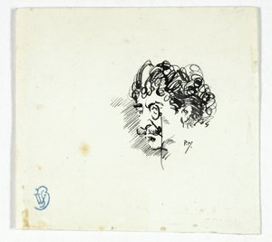 Schets van het hoofd van Whistler door Philip William May