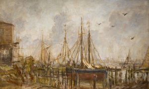 Een scheepswerf, Shoreham, Sussex, 1926 door Philip Wilson Steer