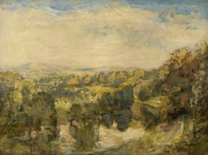 De rivier de Teme, avond, nabij Ludlow - De Clee Hills in de verte door Philip Wilson Steer