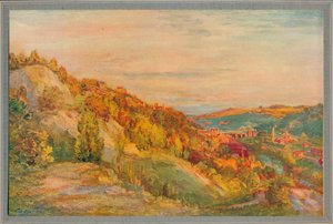 De rode brug, Ironbridge, 1910, ca. 1932 door Philip Wilson Steer