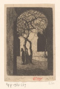 Gezicht bij de Djamaa el Kebir moskee, te Algiers door Philip Zilcken (signed by artist)