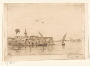 Gezicht op de Nijl met zeilboten door Philip Zilcken (signed by artist)