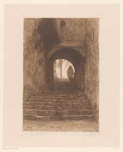 Straat met trap, te Algiers door Philip Zilcken (signed by artist)