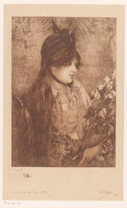 Vrouw met boeket bloemen door Philip Zilcken (signed by artist)
