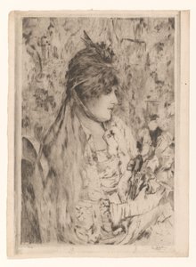 Vrouw met boeket bloemen