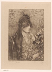 Vrouw met boeket bloemen