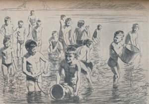 Jongens baden, ca. 1911