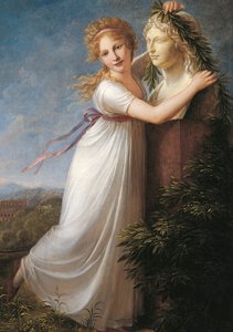 Ida omkranst de buste van haar moeder door Philipp Friedrich von Hetsch