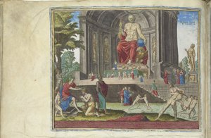 Het standbeeld van Jupiter in Olympia uit de serie De Acht Wereldwonderen door Philipp Galle