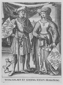 Wenceslaus I, Hertog van Luxemburg en Joanna, Hertogin van Brabant door Philipp Galle
