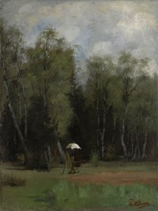 Schilder aan de bosrand door Philipp Helmer