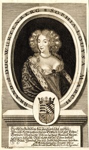 Portret van Sophie Louise van Württemberg-Stuttgart 1642-1702, Markgravin..., ca. 1680 door Philipp Kilian