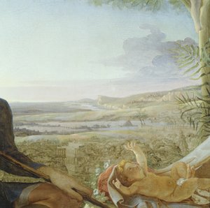 Christuskind en landschap van rust tijdens de vlucht naar Egypte (detail) door Philipp Otto Runge