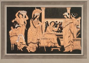 Athena bei der mit Webereien beschäftigten Penelope door Philipp Veit