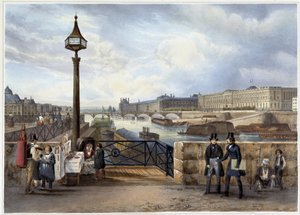 Het Louvre gezien vanaf de Pont Neuf - in 