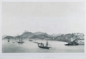 Negen panoramische uitzichten van Rio de Janeiro: As Prais St. Luzia a Gloria, 1862