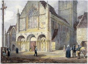 De kerk van St. Savior van Dinan - Lithografie door Benoist en Jacottet door Philippe Benoist