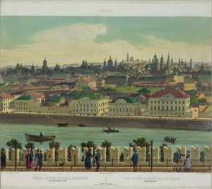 Uitzicht op Zamoskvorechye vanaf de Kremlinmuur vanuit een panoramisch uitzicht op Moskou in 10 delen, ca. 1848 door Philippe Benoist