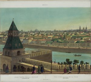 Uitzicht op Zamoskvorechye vanaf de Kremlinmuur uit een panoramisch uitzicht op Moskou in 10 delen, ca. 1848 door Philippe Benoist