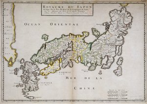 Geografische kaart van Japan gemaakt door pater Philippe Briet, Jezuïet en Franse geleerde door Philippe Briet