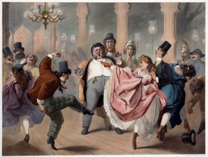 De voet bewegende populaire entertainment scène. Lithografie door Philippe Jacques Linder