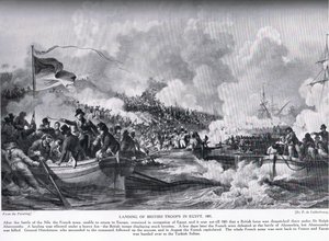 De landing van Britse troepen in Egypte in 1801, illustratie uit 