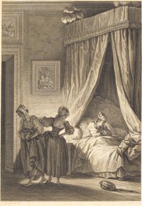 De weddenschap van de drie kletskousen: De dienstmeid door Philippe Triere and Antoine Jean Duclos after Jean Honoré Fragonard