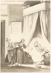De weddenschap van de drie kletskousen: De dienstmeid door Philippe Triere and Antoine Jean Duclos after Jean Honoré Fragonard