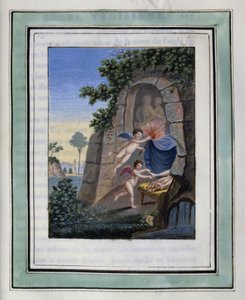 De liefdesnacht van Daphnis en Chloe. Tekening van Philippe d