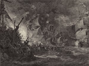Nederlaag van de Spaanse Armada door Philippe de (after) Loutherbourg