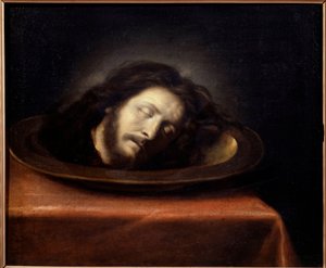 Hoofd van Johannes de Doper op een schaal door Philippe de (school of) Champaigne